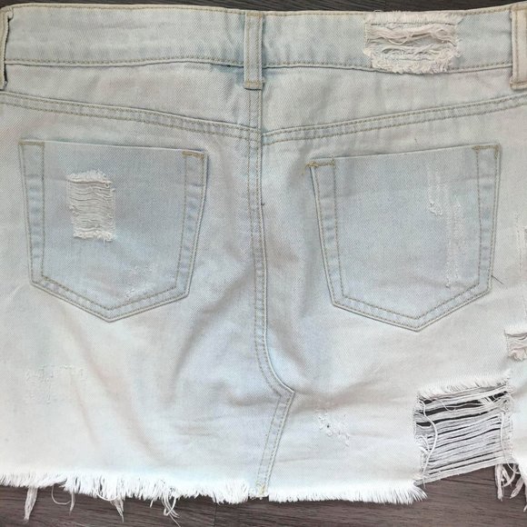 Light Wash Ripped Jean Skirt - Size Small - Picture 4 of 4